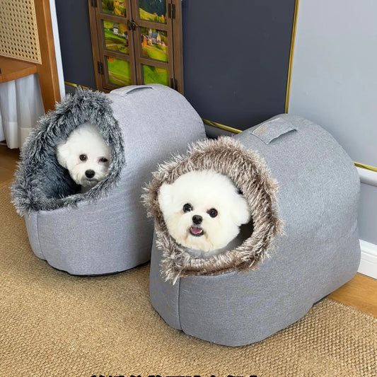 Ultra-Soft Cozy Pet Cave Bed | Warm Hooded Sleeping Nest for Cats & Small Dogs