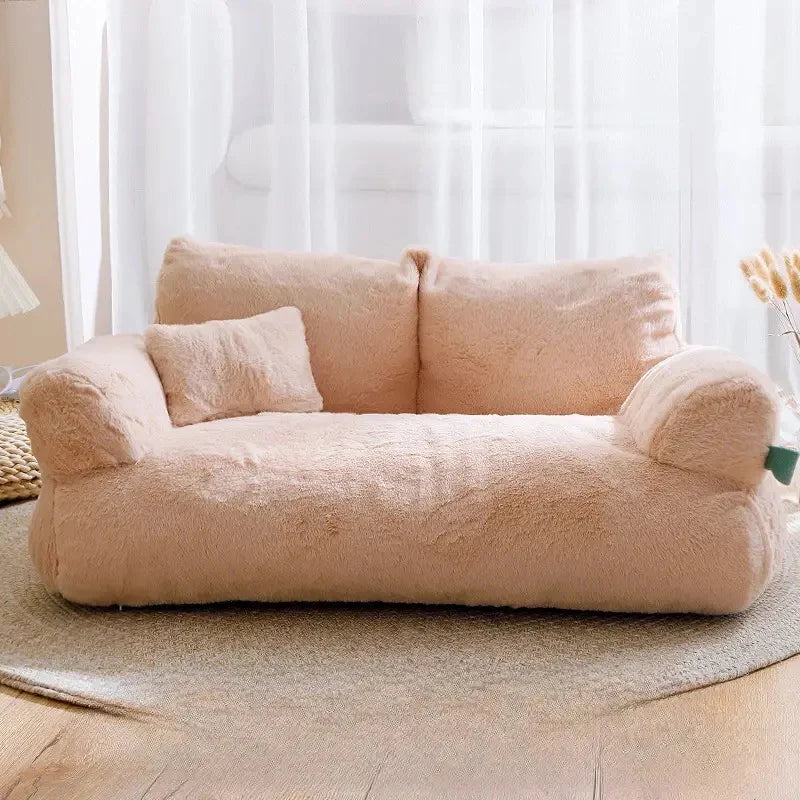 Ultra-Soft Plush Sofa Bed for Small Dogs & Cats | Cozy Armchair Style Pet Bed
