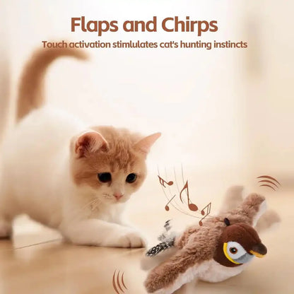 Interactive Chirping Flapping Bird Toy for Cats | Touch-Activated Hunting Toy