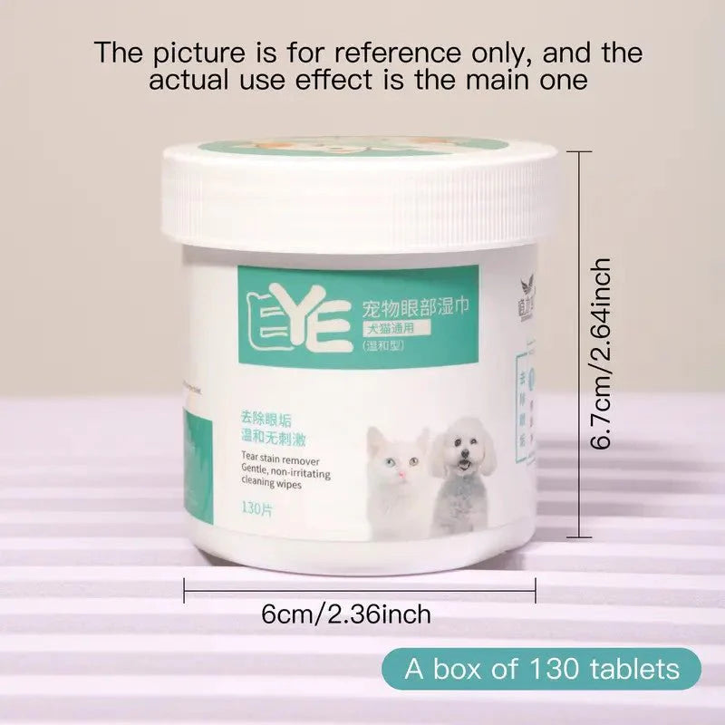 Pet Tear Stain Cleaning Wipes 130 pcs - The Zoo Mart