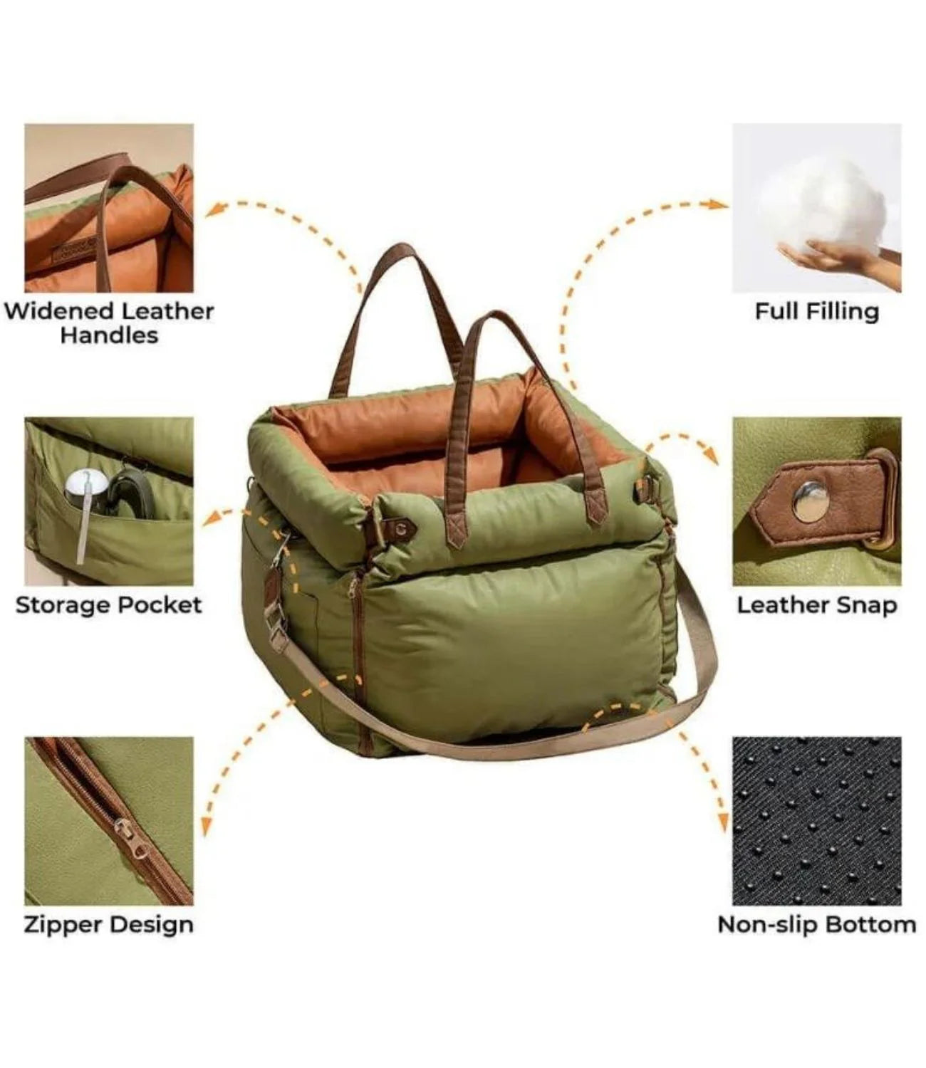 Deluxe Faux Leather Dog Car Seat - The Zoo Mart