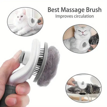 Brush for Shedding and Grooming, One-Click Remove - The Zoo Mart