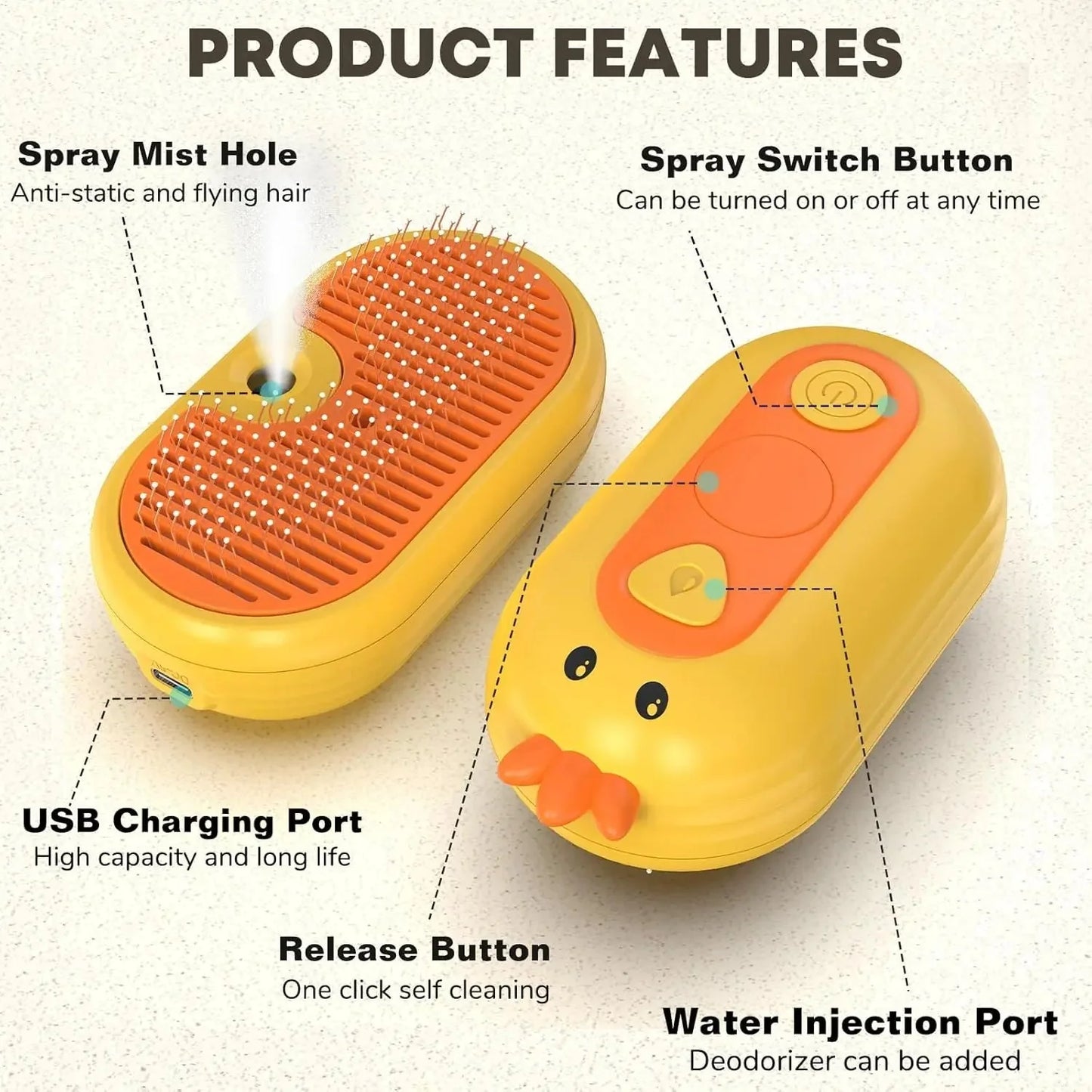 L&W BROS 3 In 1 Rechargeable Massage Steam Comb - The Zoo Mart