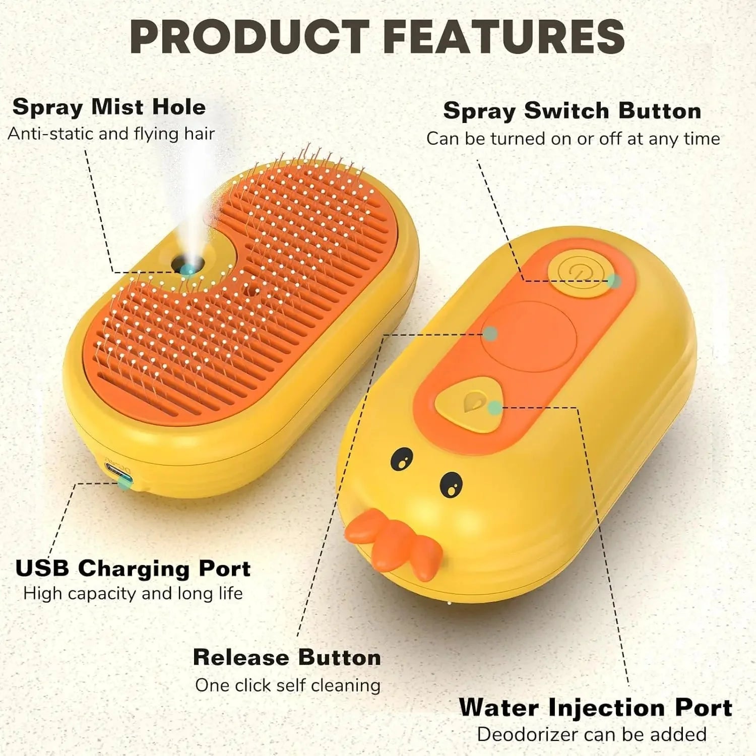 L&W BROS 3 In 1 Rechargeable Massage Steam Comb - The Zoo Mart