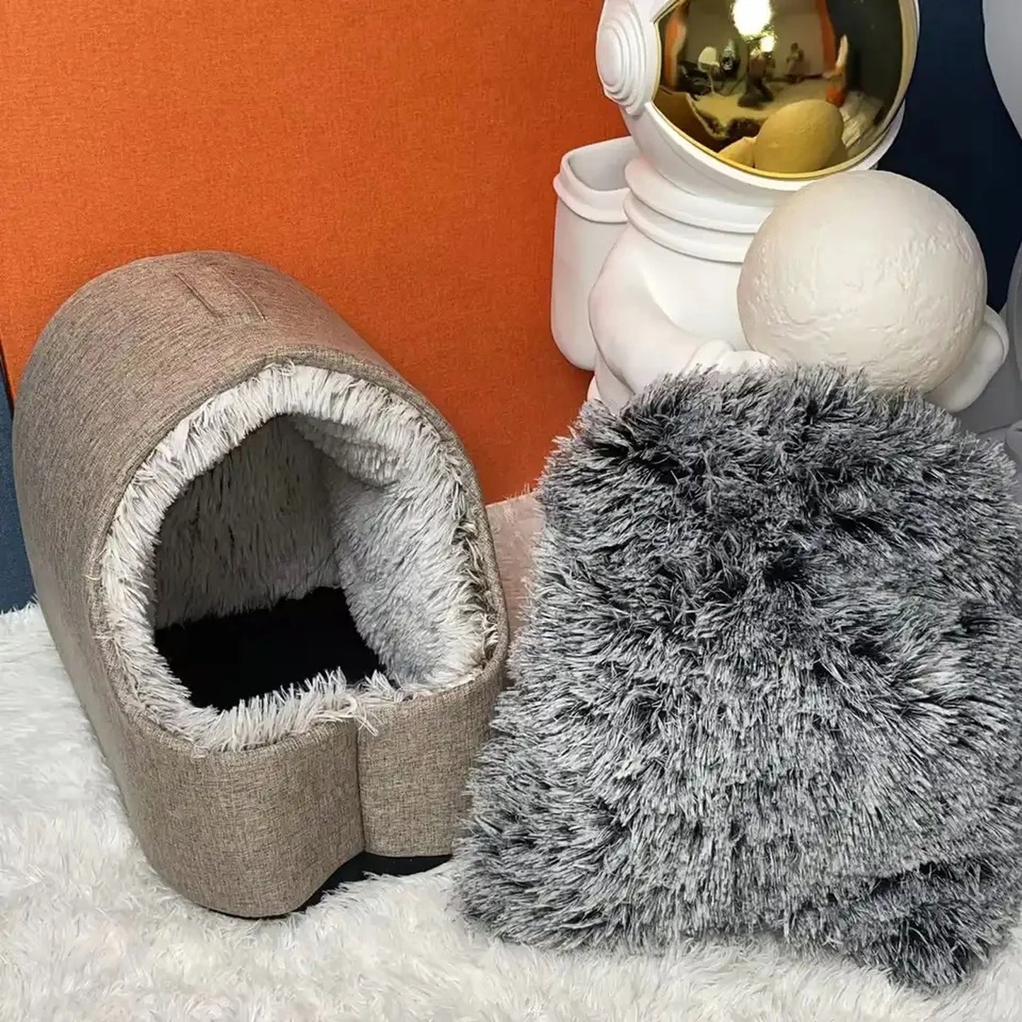Ultra-Soft Cozy Pet Cave Bed | Warm Hooded Sleeping Nest for Cats & Small Dogs