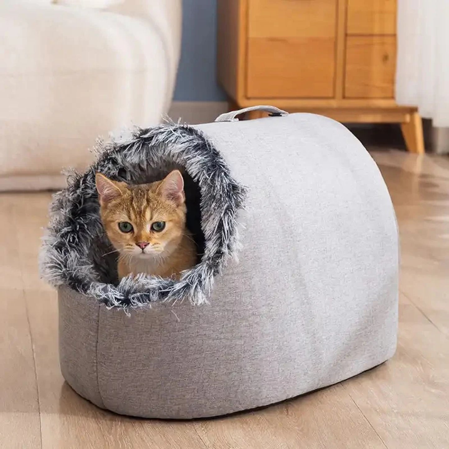 Ultra-Soft Cozy Pet Cave Bed | Warm Hooded Sleeping Nest for Cats & Small Dogs