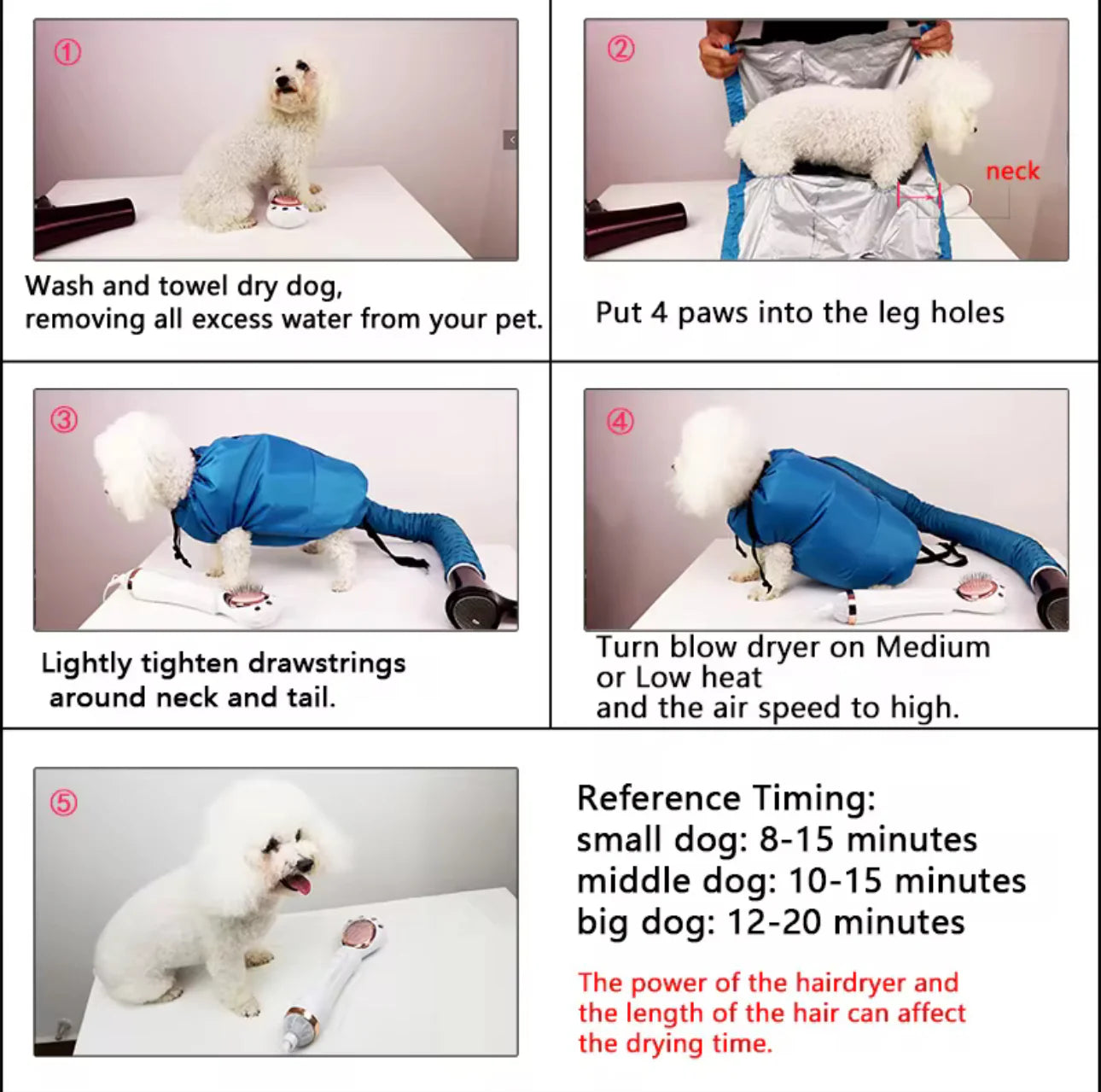 Hands-Free Dog Drying Jacket with Air Hose | Quick & Stress-Free Pet Dryer Suit