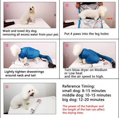 Hands-Free Dog Drying Jacket with Air Hose | Quick & Stress-Free Pet Dryer Suit