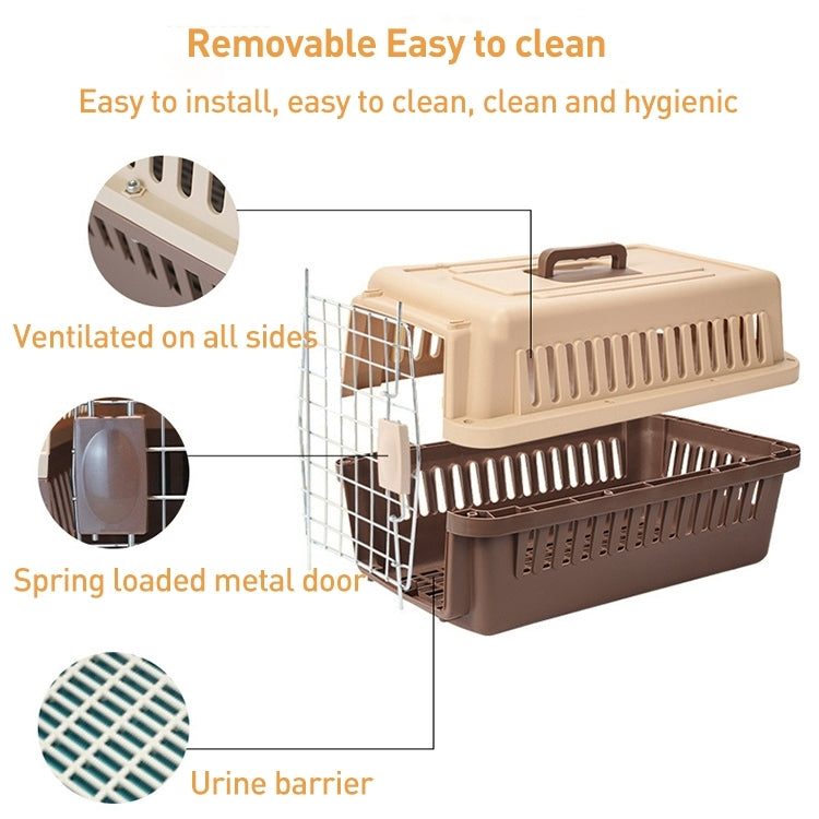 Pet Aviation Box Portable Travel Cat Cage Small Dog Air Transport Box 48x32x30cm(Coffee) - The Zoo Mart