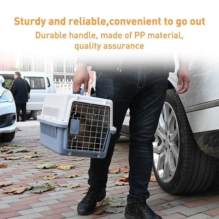 Pet Aviation Box Portable Travel Cat Cage Small Dog Air Transport Box 48x32x30cm(Coffee)