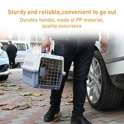 Pet Aviation Box Portable Travel Cat Cage Small Dog Air Transport Box 48x32x30cm(Coffee)