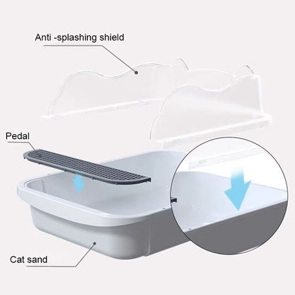 Semi-closed Cat-ear Baffle Cat Litter Basin Deodorization Cat Toilet, Size:Small Size(Random Color) - The Zoo Mart