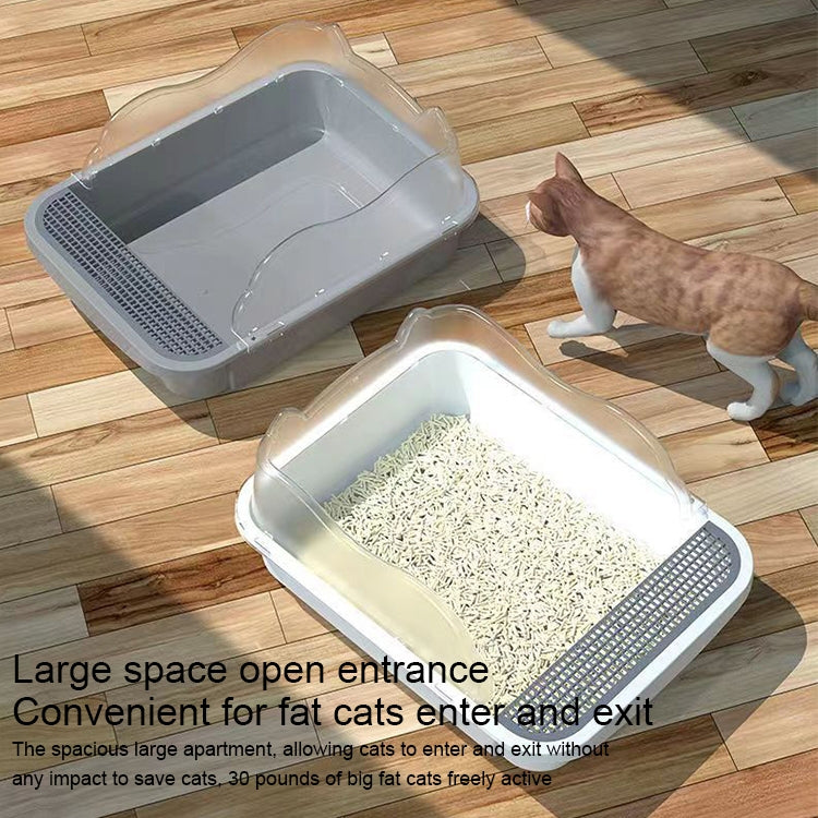 Semi-closed Cat-ear Baffle Cat Litter Basin Deodorization Cat Toilet, Size:Small Size(Random Color) - The Zoo Mart