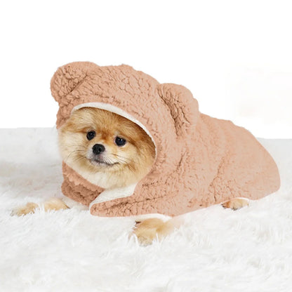 Ultra-Soft Winter Pet Sleeping Bag Hoodie – Plush Warm Hooded Blanket for Dogs & Cats