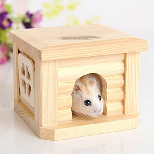 Pet Flat Roof Wooden House Hut Pets Cage for Small Animal Rabbit Hamster - The Zoo Mart