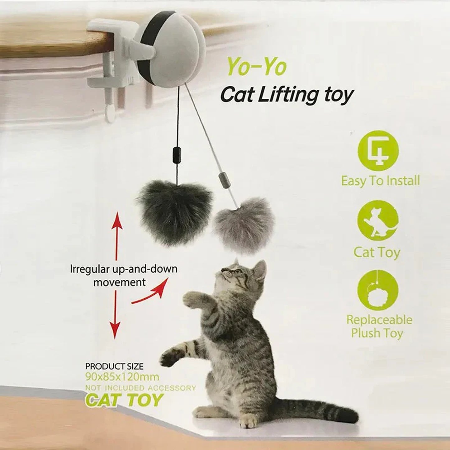 Yo-Yo Interactive Cat Toy with Clamp – Automatic Hanging Plush Teaser for Indoor Cats