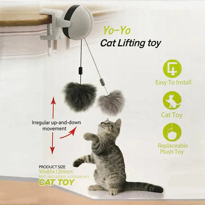 Yo-Yo Interactive Cat Toy with Clamp – Automatic Hanging Plush Teaser for Indoor Cats