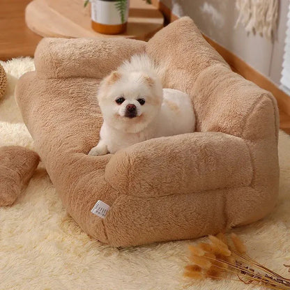 Ultra-Soft Plush Sofa Bed for Small Dogs & Cats | Cozy Armchair Style Pet Bed