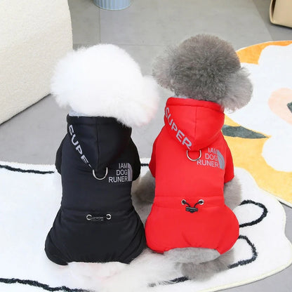 Winter Hooded Dog Jumpsuit | Warm Padded Full-Body Outfit for Small Dogs