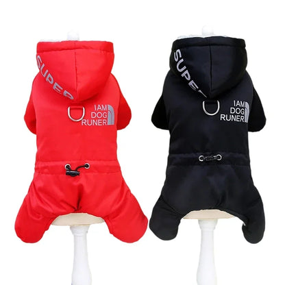 Winter Hooded Dog Jumpsuit | Warm Padded Full-Body Outfit for Small Dogs