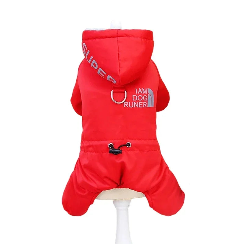 Winter Hooded Dog Jumpsuit | Warm Padded Full-Body Outfit for Small Dogs