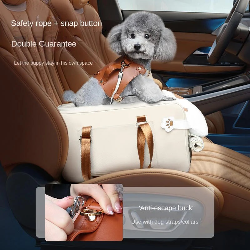 Dog Car Seat & Travel Carrier with Safety Leash | Anti-Escape Pet Booster Seat for Small Dogs