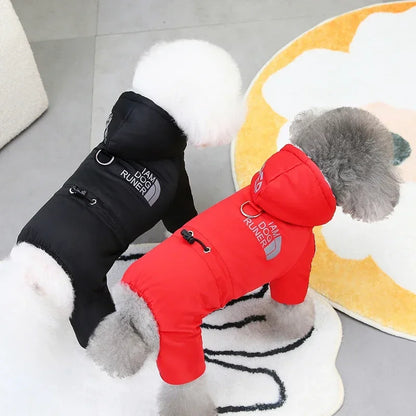 Winter Hooded Dog Jumpsuit | Warm Padded Full-Body Outfit for Small Dogs