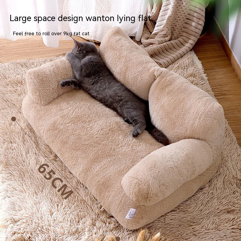 Ultra-Soft Plush Sofa Bed for Small Dogs & Cats | Cozy Armchair Style Pet Bed