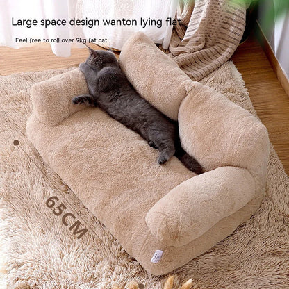 Ultra-Soft Plush Sofa Bed for Small Dogs & Cats | Cozy Armchair Style Pet Bed