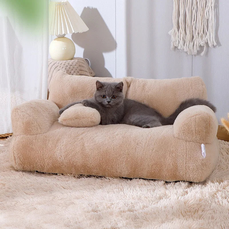 Ultra-Soft Plush Sofa Bed for Small Dogs & Cats | Cozy Armchair Style Pet Bed