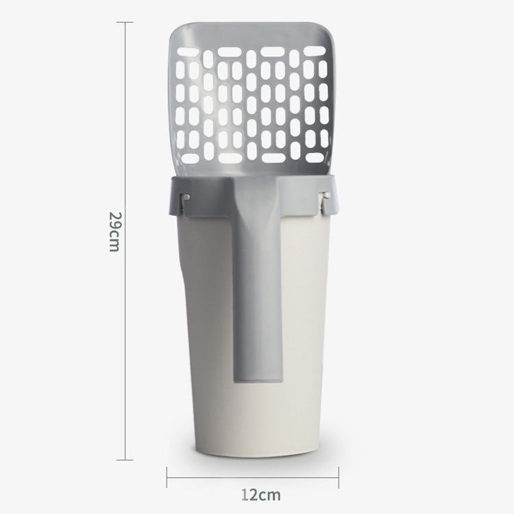 All-In-One Cat Litter Scoop Pet Toilet Picker Removable Portable Plastic Scoop(Gray White)