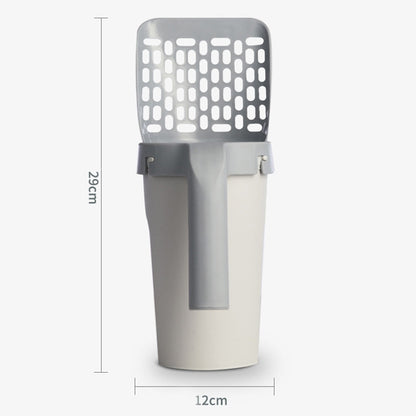 All-In-One Cat Litter Scoop Pet Toilet Picker Removable Portable Plastic Scoop(Gray White) - The Zoo Mart