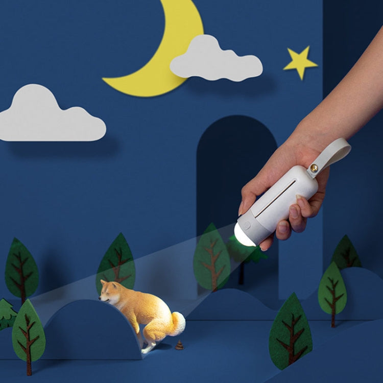 Portable Dog Poop Picker Pet Waste Bag Dispenser With LED Light(White)