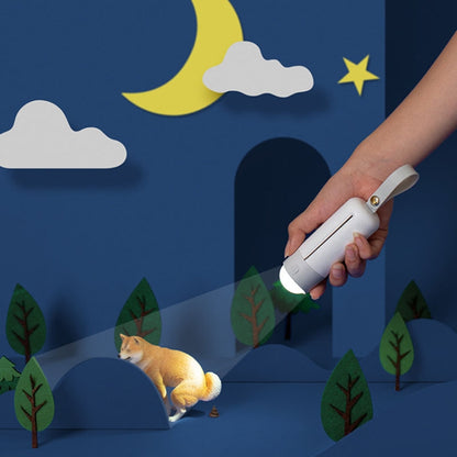 Portable Dog Poop Picker Pet Waste Bag Dispenser With LED Light(White) - The Zoo Mart