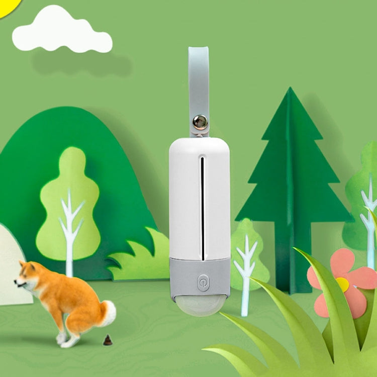 Portable Dog Poop Picker Pet Waste Bag Dispenser With LED Light(White) - The Zoo Mart