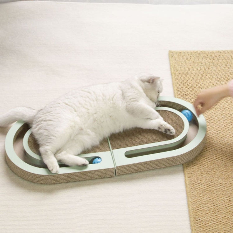 Pet Fun Cats Scratching Board Cats Claw Rubbing Toys Foldable With Ball(Green)