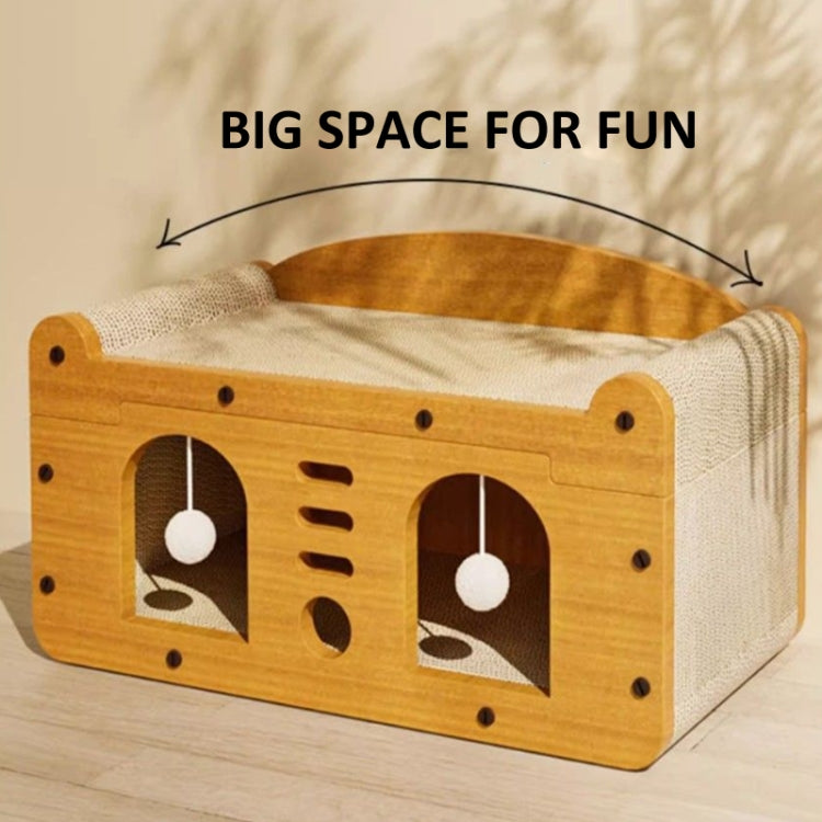 2 In 1 Cat Scratching Board Spacious Kitten Scratcher Box Lounge Bed Sturdy Cat House, Style: Two Layer