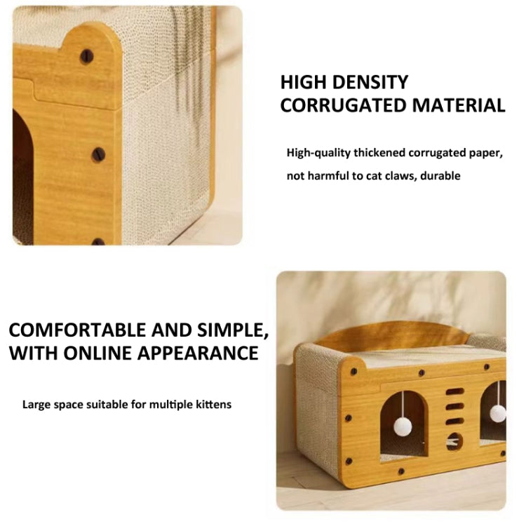2 In 1 Cat Scratching Board Spacious Kitten Scratcher Box Lounge Bed Sturdy Cat House, Style: Two Layer