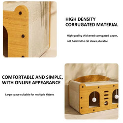2 In 1 Cat Scratching Board Spacious Kitten Scratcher Box Lounge Bed Sturdy Cat House, Style: Two Layer