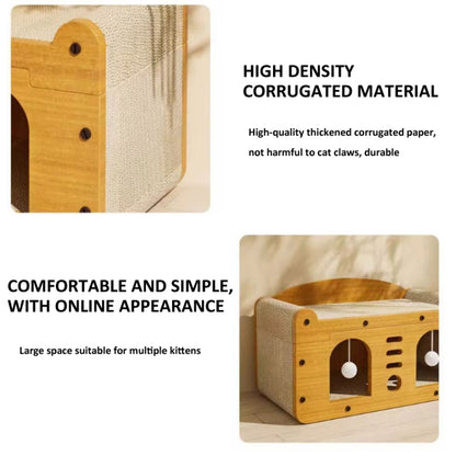2 In 1 Cat Scratching Board Spacious Kitten Scratcher Box Lounge Bed Sturdy Cat House, Style: Two Layer - The Zoo Mart