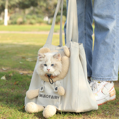 Portable Outing Cat Bag Exposed Shoulder Canvas Bag Small Dog Pet Bag - The Zoo Mart
