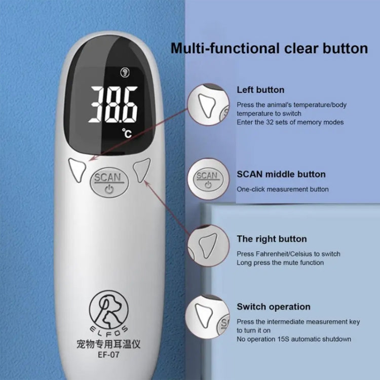 ELOFS EF-07 Pet Dog Cat Ear Digital Thermometer Accurate Infrared Measuring Animal Thermometer - The Zoo Mart