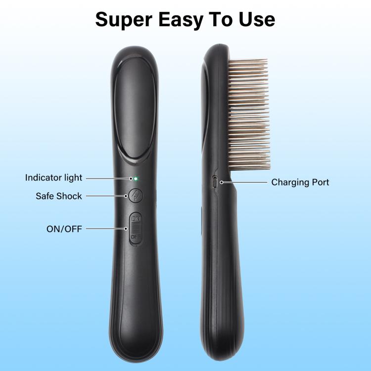 PaiPaitek PD166 Pet Safe Physical Worming Electronic Comb Pet Flea Control Brush(Black)