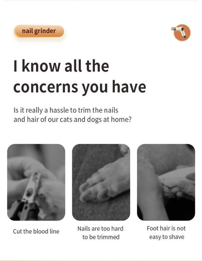 Rechargeable Pet Nail Grinder & Trimmer with LED light - The Zoo Mart