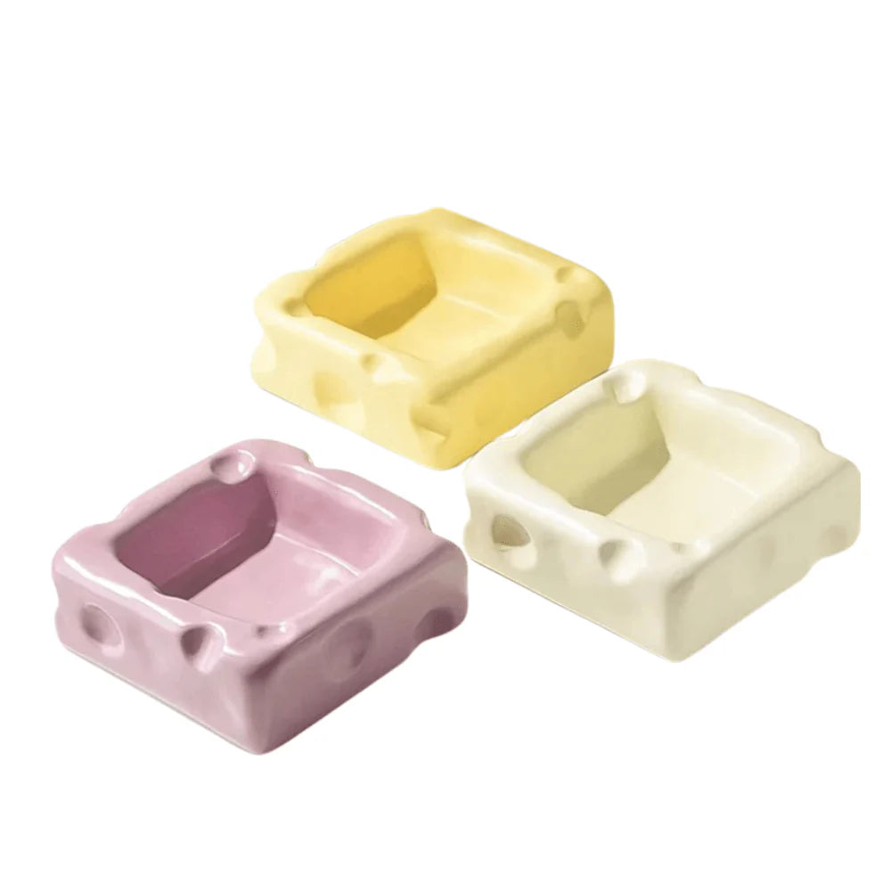 Cute Ceramic Pet Bowl with Cheese Shape
