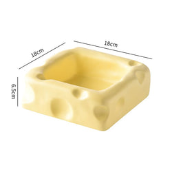 Cute Ceramic Pet Bowl with Cheese Shape