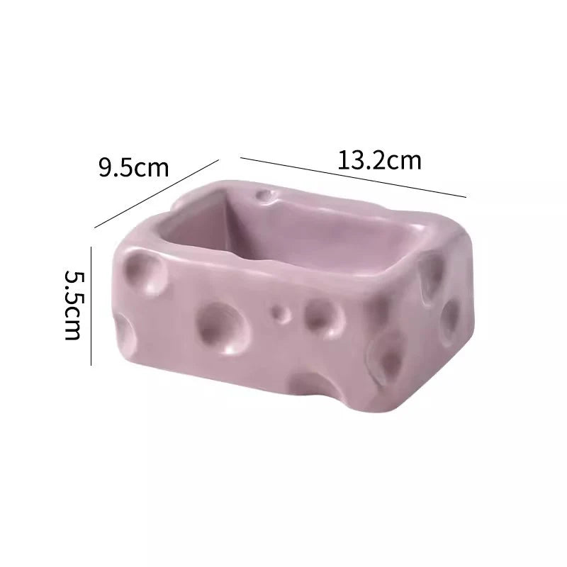 Cute Ceramic Pet Bowl with Cheese Shape