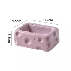 Cute Ceramic Pet Bowl with Cheese Shape