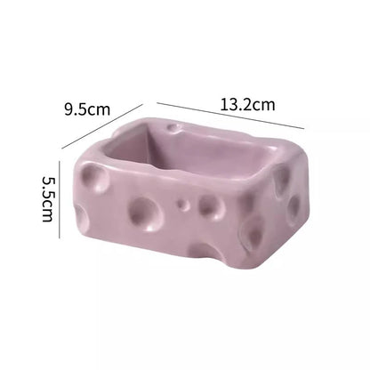 Cute Ceramic Pet Bowl with Cheese Shape - The Zoo Mart