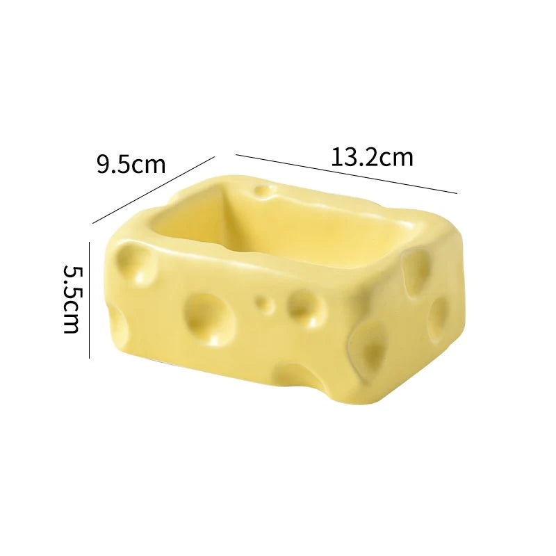 Cute Ceramic Pet Bowl with Cheese Shape